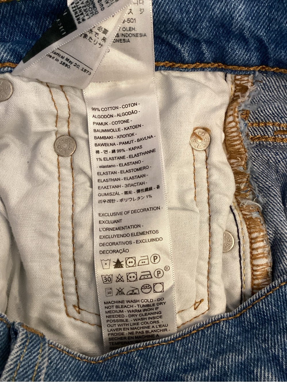 Levi’s 501 W25 (US 0/1) Denim Women’s Shorts High Rise Distressed 56327-0251 - Picture 11 of 14